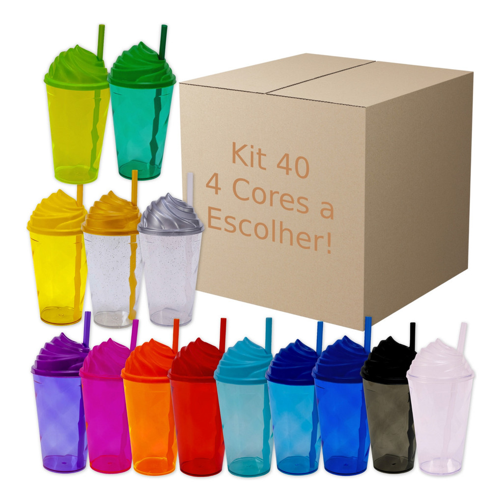 Kit 40 Copos Tampa Chantilly 300ml Festa Criança Lembrancinha Comemoração Evento Show Casamento