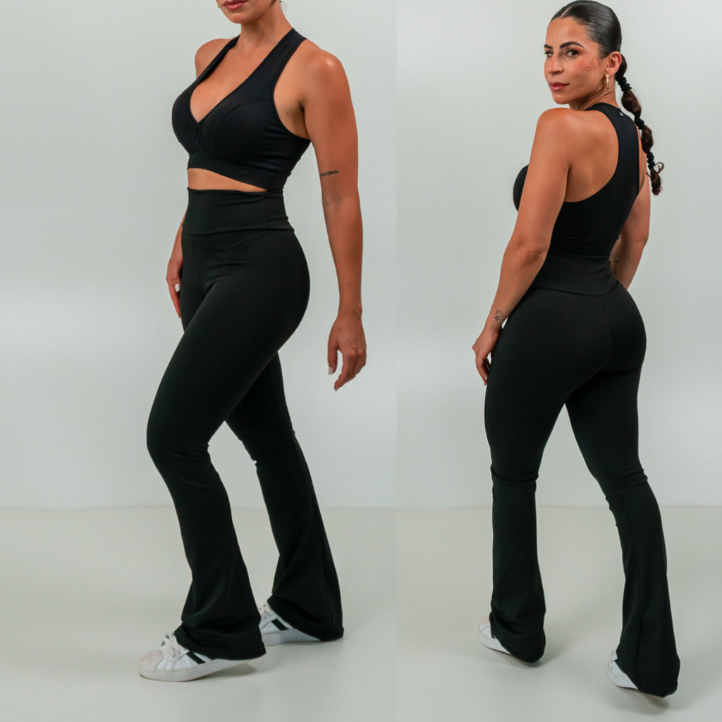 Calça Legging Flare Leg Boca De Sino Bailarina Suplex Grossa Zero Transparência Casual e Academia em Oferta na Shopee