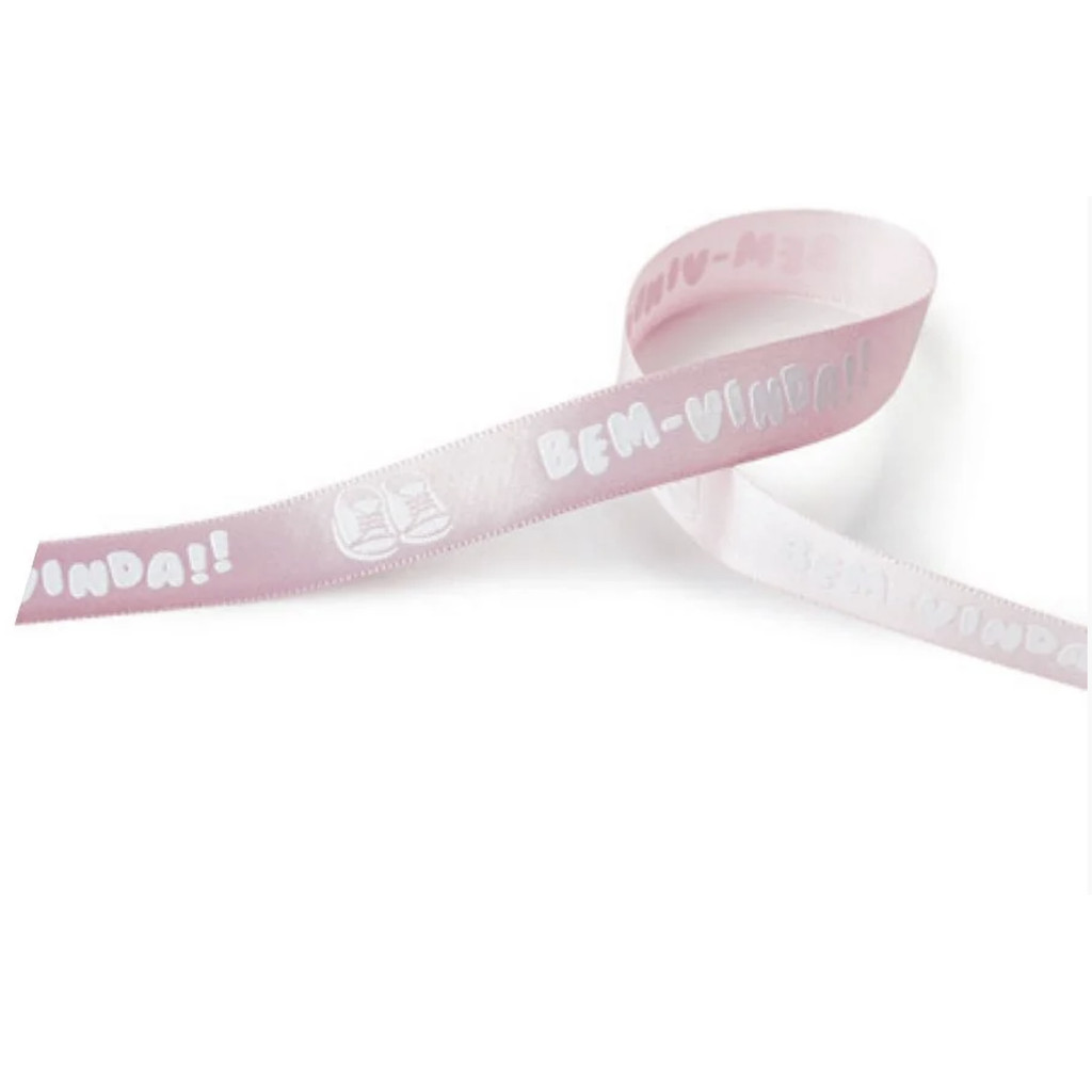 Fita de cetim Rosa 15 mm Chá de Bebê Nascimento Bem Vinda COR 077 10 mt Fitas Progresso - Inspire