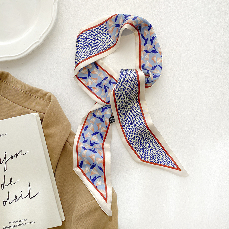 Lenço de seda floral retro francês com impressão dupla face Lenço de rosto com toque de alto nível