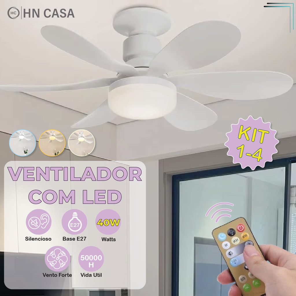 Conjunto De Teto Com Chave LED E27 Controle Remoto Bivolt 60W Luminária Econômica 6 Minas 110V-220V em Oferta na Shopee