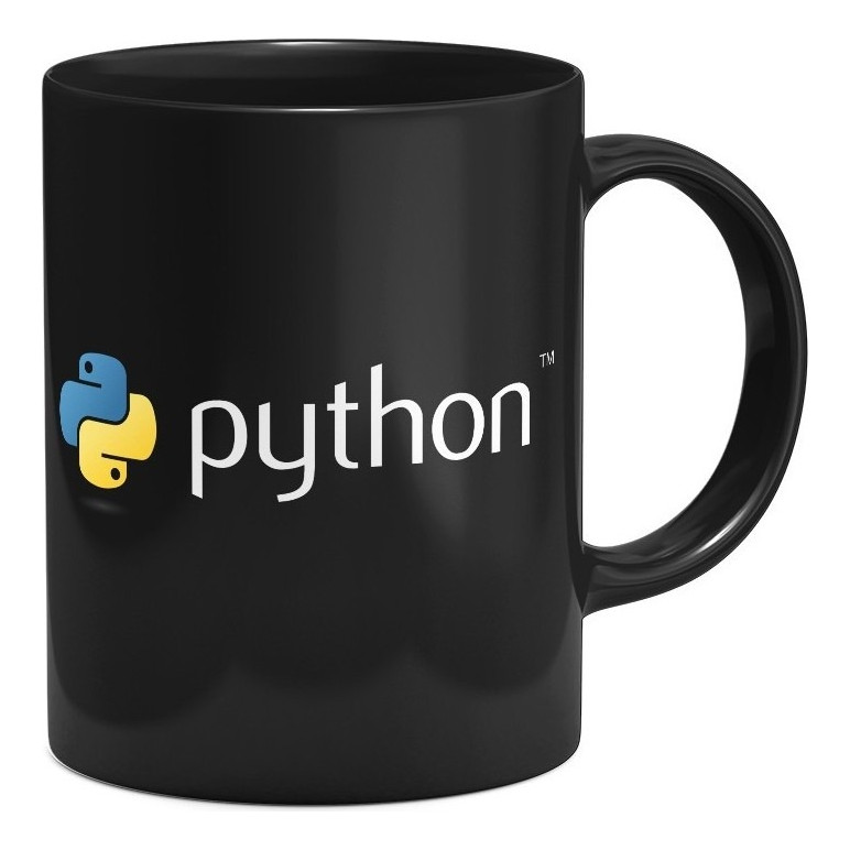 Caneca Dev Python Preta Programador Código Presente 325ml Xícara Personalizada Porcelana