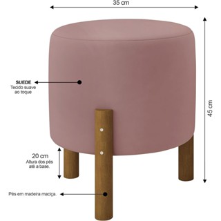 Puff Redondo Luxo Decorativo Charme Thor com Pés de Madeira Suede Rosa - PC MÓVEIS em Oferta na Shopee