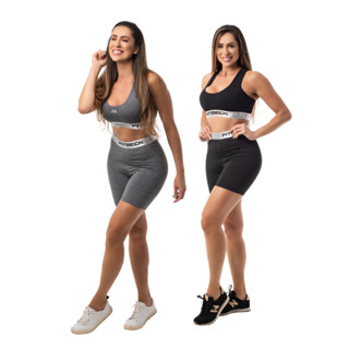 Conjunto Feminino Academia Top e Short Suplex Poliamida Elástico Exposto Diversas Cores Fitness em Oferta na Shopee