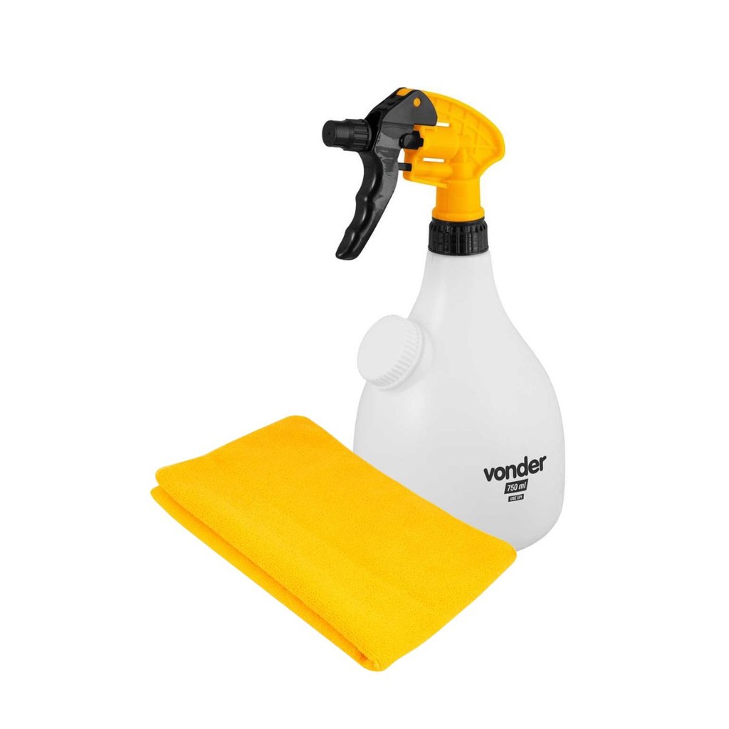 Kit Limpeza Borrifador Pulverizador Manual 750ml com Toalha Microfibra Vonder