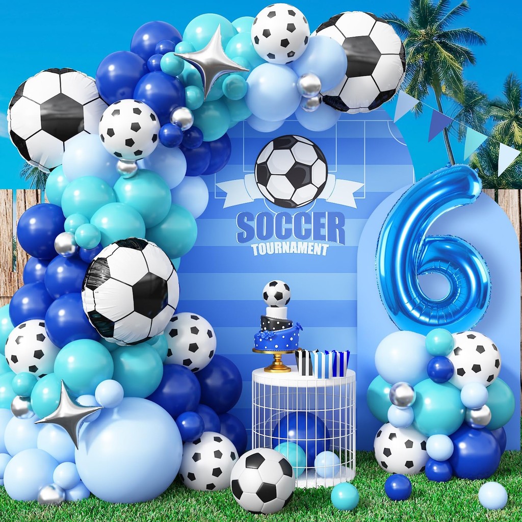 97 Pçs Balões Temáticos De Futebol Arco Guirlanda Kit Menino Decoração Aniversário 32 Polegada Número Azul Chá De Bebê E em Oferta na Shopee