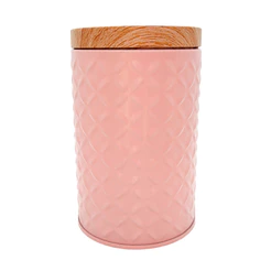 Lata de Metal Redonda Texturizada - Rosa - 11,5x7cm - 1 unidade - Rizzo