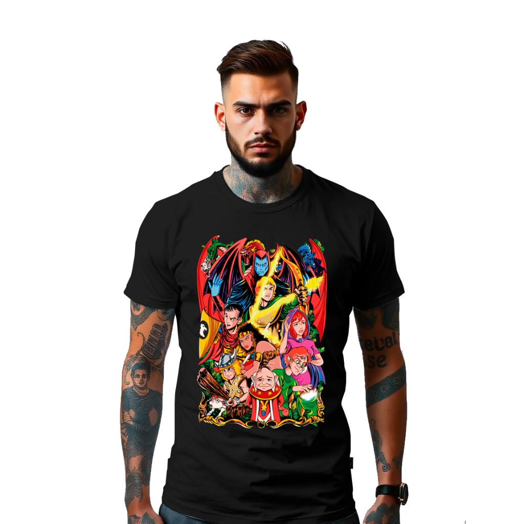 Camiseta Premium Nostalgia Caverna do Dragão Vingador Mestre dos Magos Camisa 100% Algodão