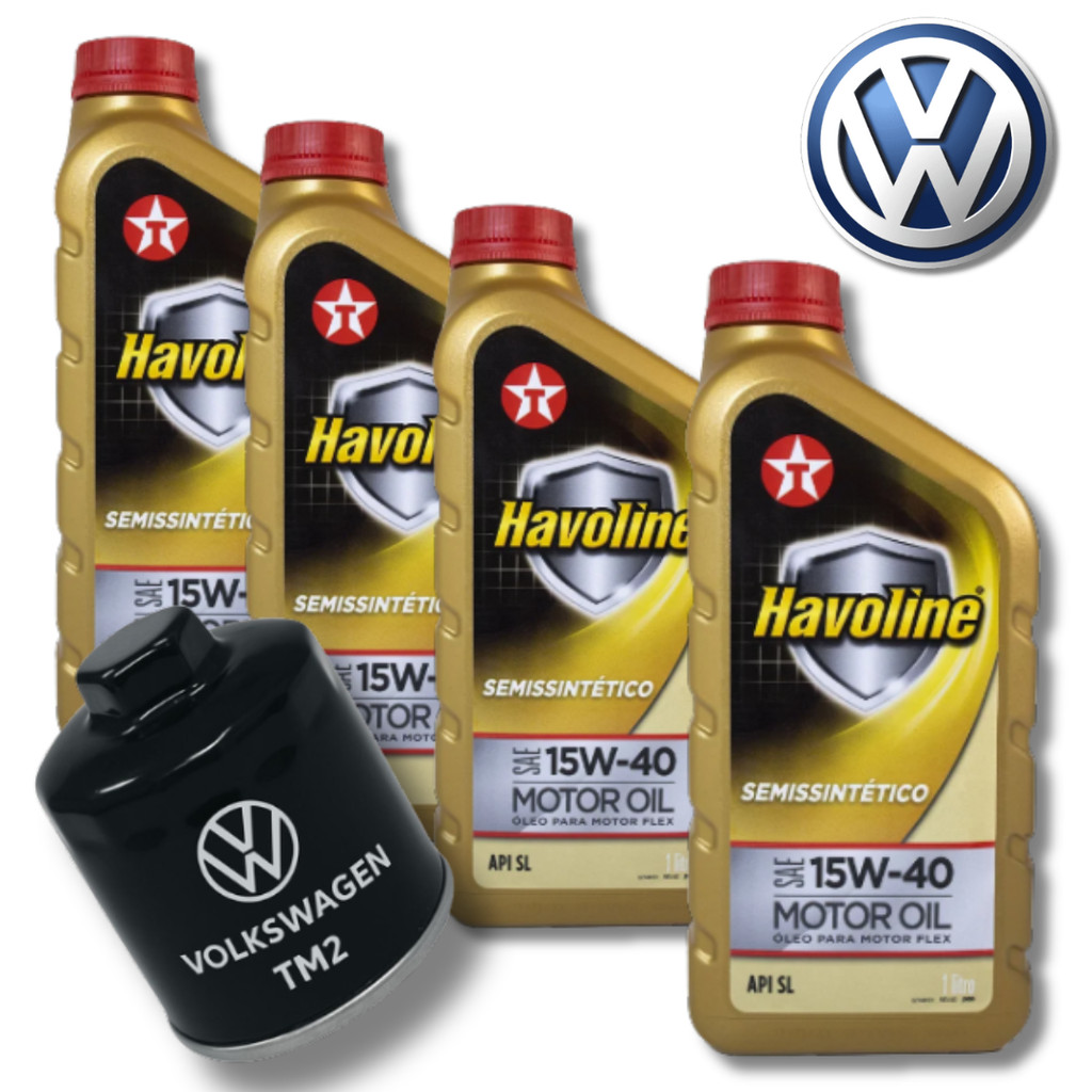 KIT TROCA DE ÓLEO 15W40 TEXACO HAVOLINE API SL + FILTRO VW