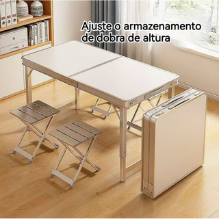 Escrivaninhas e Mesas 120x60cm Mesa Dobrável Portátil Vira Maleta Camping Praia