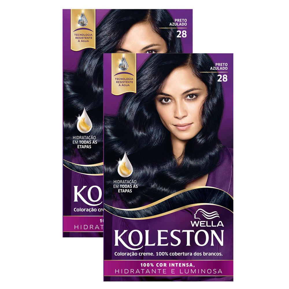 Kit 2X Tintura Creme Koleston Wella Preto Azulado 28 - Beauty