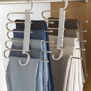 Kit 3 Cabides 5 em 1 Retráteis p/ Calças, Organizador Multifuncional em Aço Inoxidável