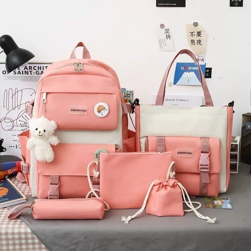 KIT 5 Estudantes Adolescentes Meninas Mochila de Viagem Casual Coreia Tour Grande Capacidade