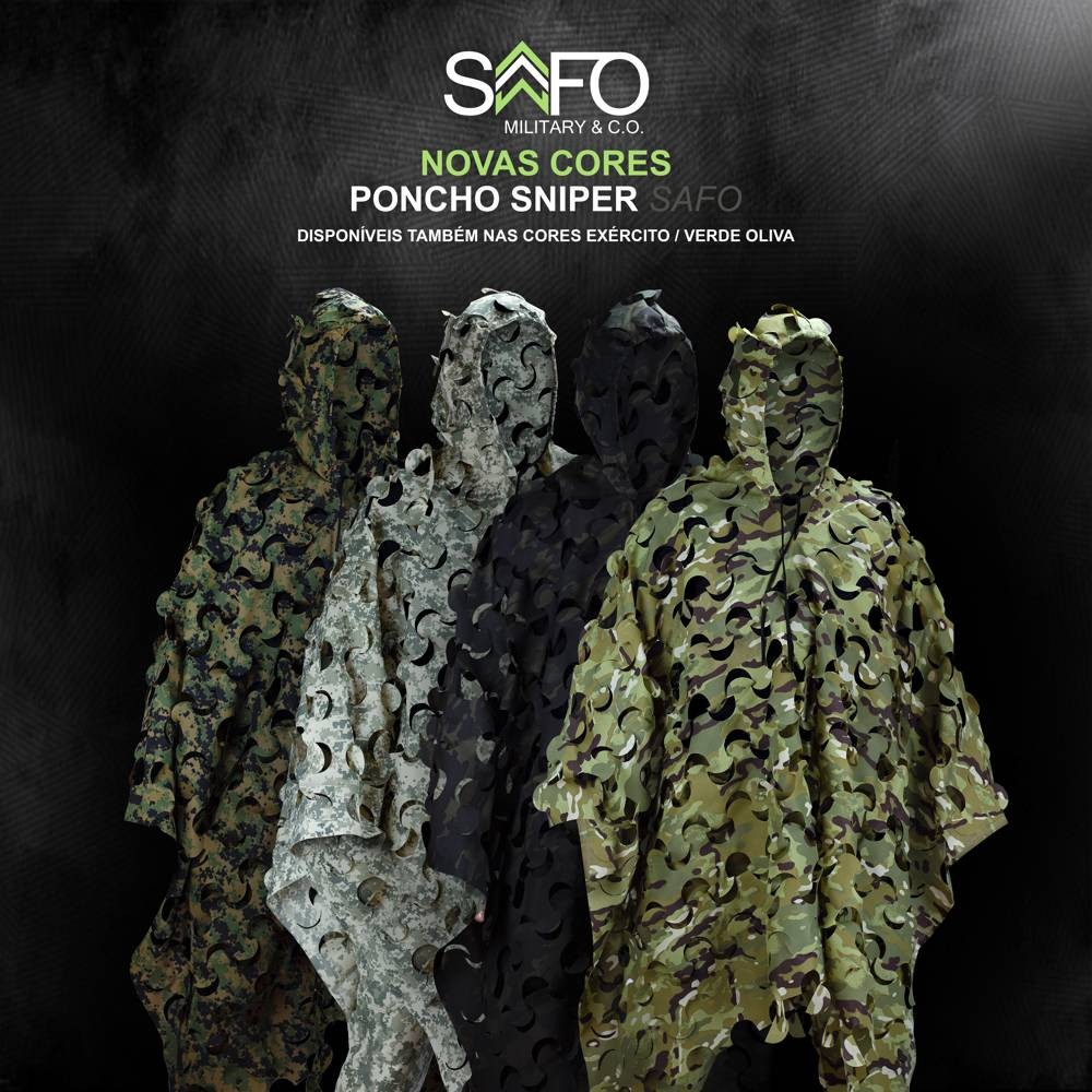 Poncho Ghillie Sniper Com Capuz Camuflagem 3D Safo Original