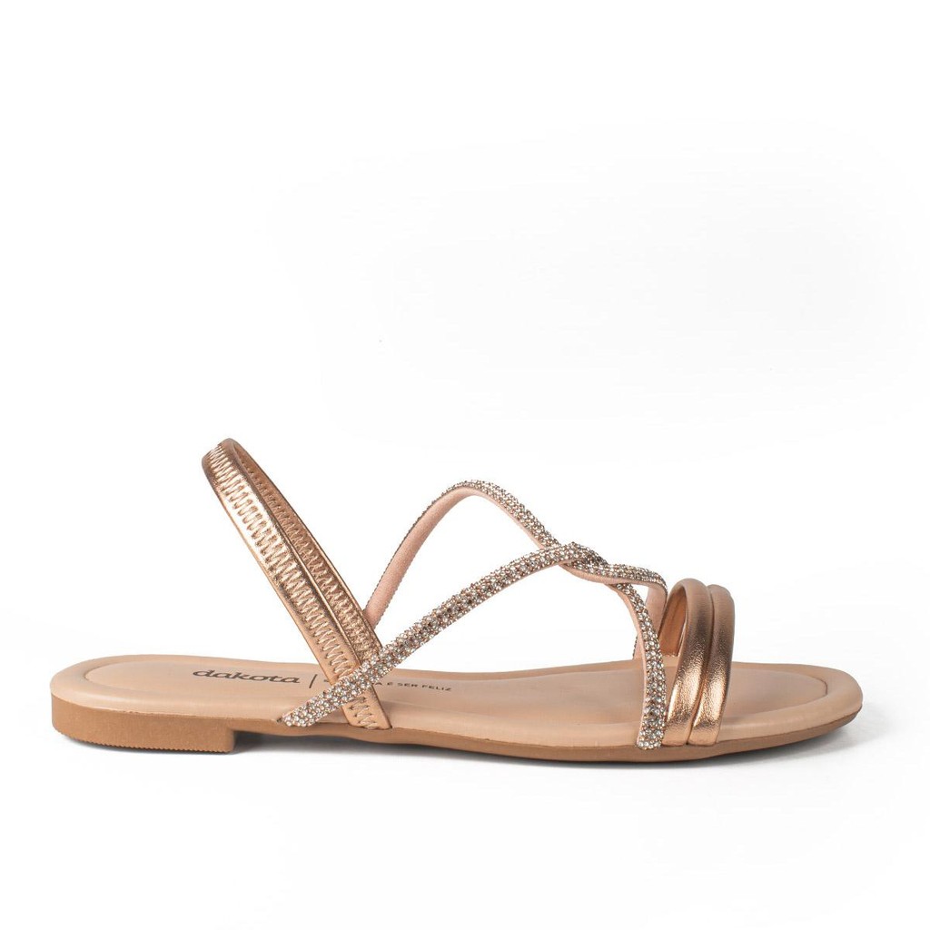 Sandália Dakota Rasteira Metalizada Y6977 - Women Shoes