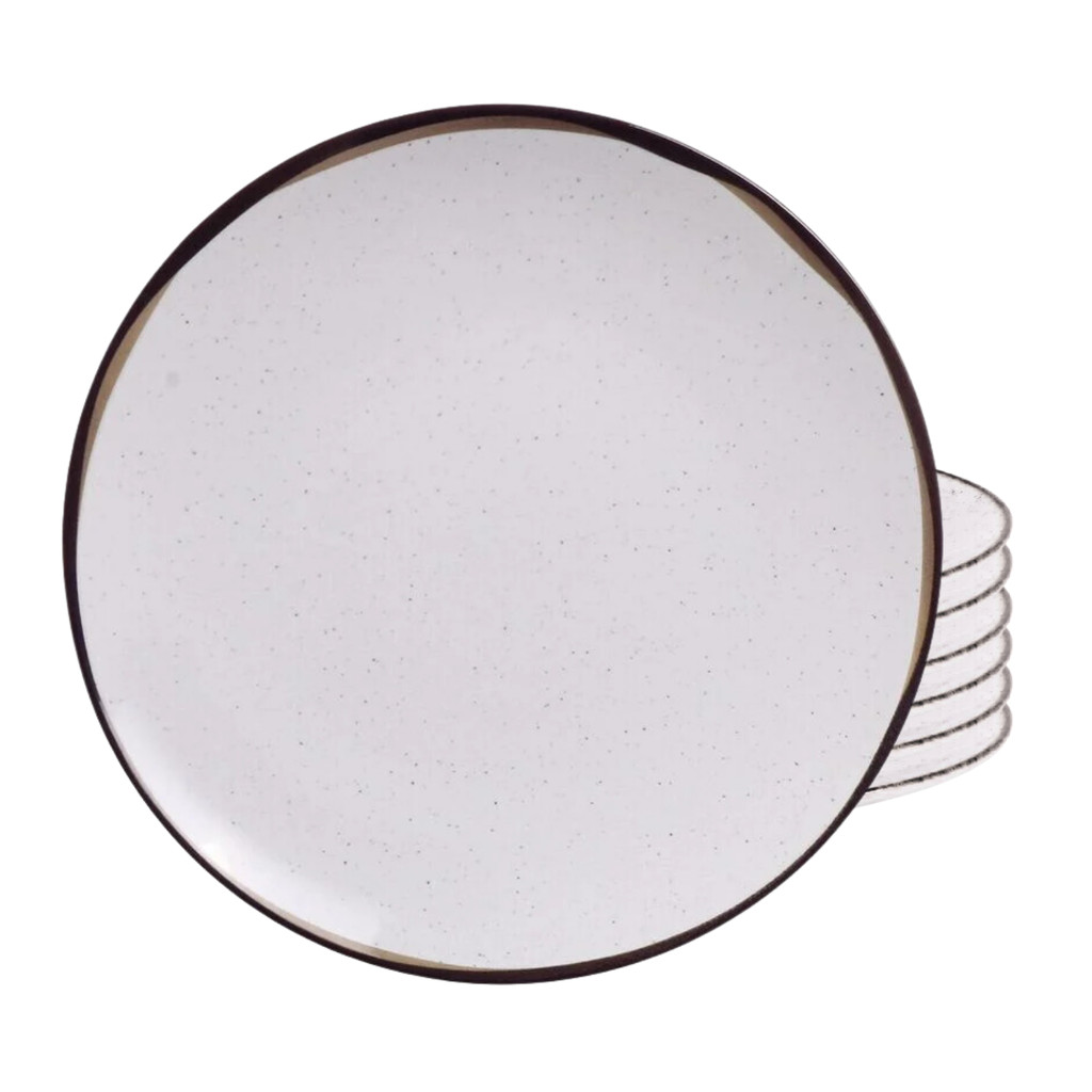 Jogo De Pratos Raso Refeição Kit 6 Peças Porcelana 25cm Canyon Tramontina Jantar - Home & Living