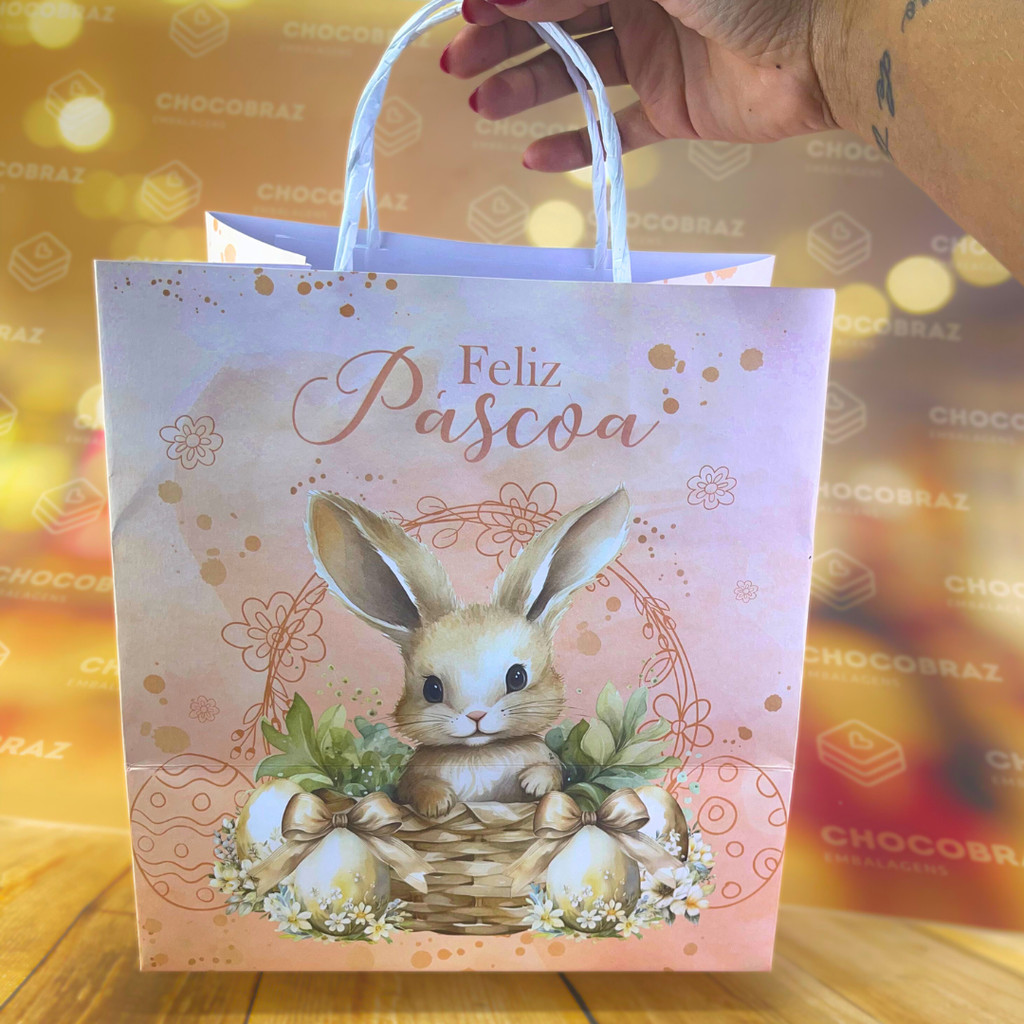 05 SACOLAS - 24X17X26 CM - COELHINHO ENCANTADO 5389 (PÁSCOA IDEIA 2025) - Stationery