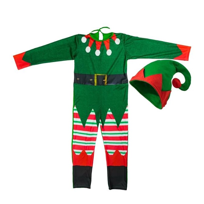 Fantasia Duende de Natal Infantil Longa Com Gorro em Oferta na Shopee