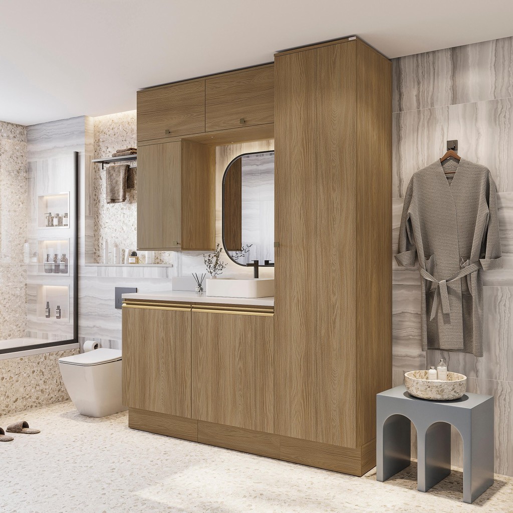 Conjunto para Banheiro Kappesberg Celeste 6 Peças Nogueira 170cm em Oferta na Shopee