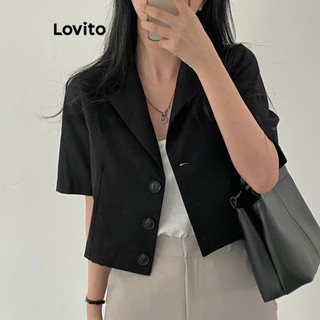 Lovito Blazer casual com padrão liso para mulheres LNA71507 em Oferta na Shopee