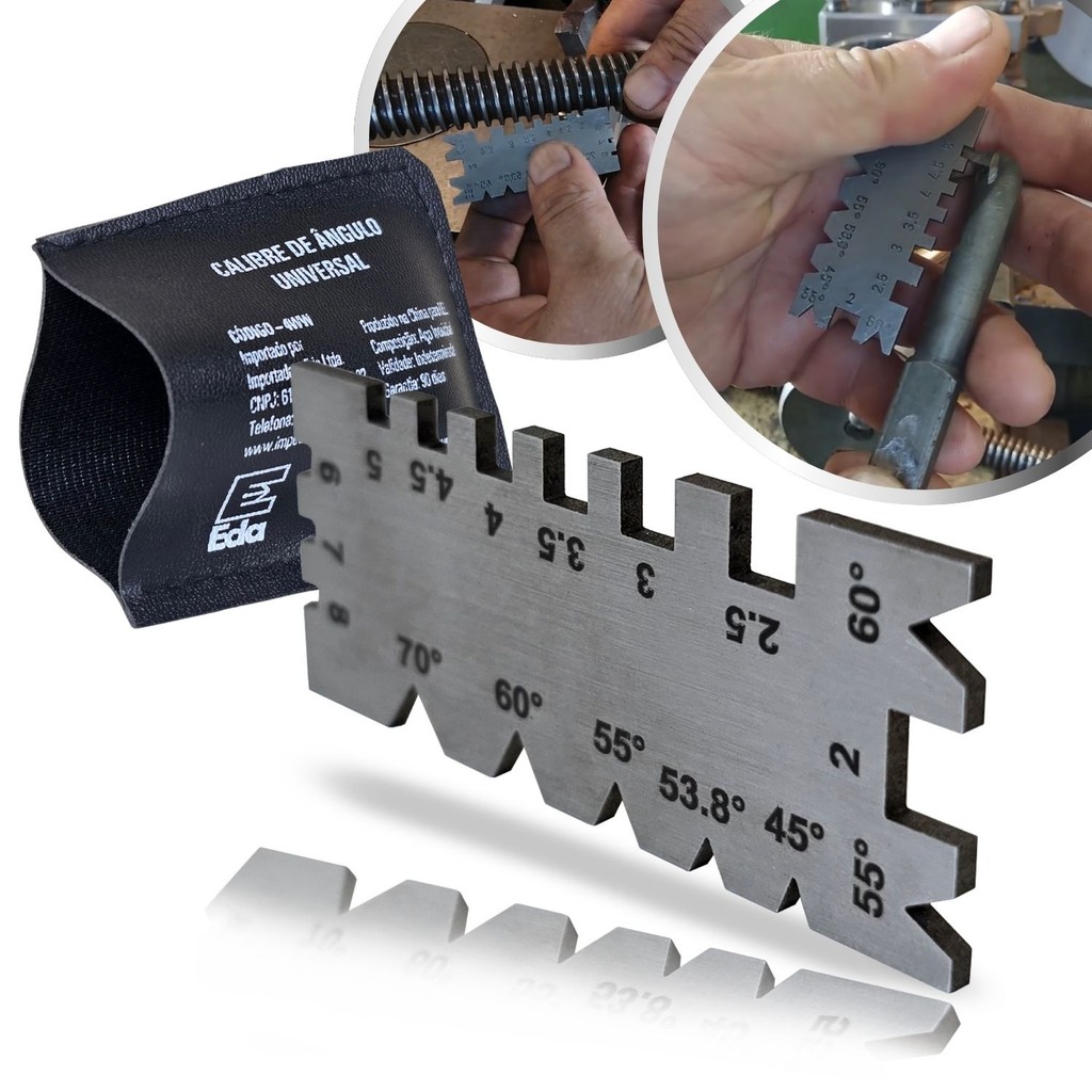 Escantilhão Universal Trapezoidal Calibre Ângulo Rosca Régua 55/60 Graus C/ Case Fita Fio Corte Rosca em Oferta na Shopee