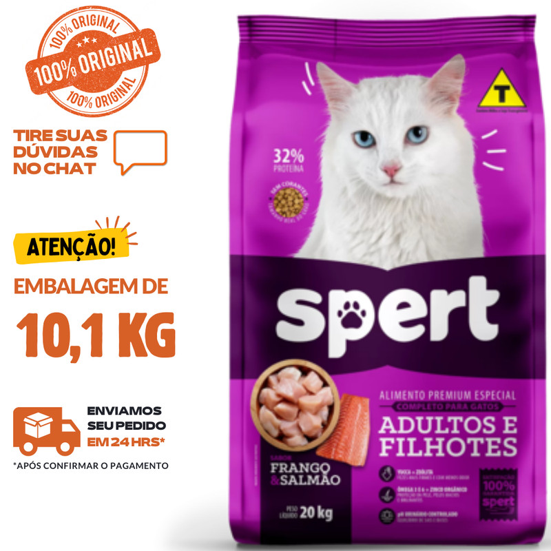 Ração para Gatos Spert Gatos Adultos e Filhotes 10,1 KG com 36% de Proteína