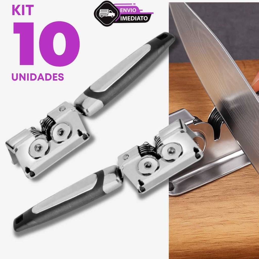 Kit 10 Afiadores de Facas Amolador Manual Prático e Eficiente Cozinha Churrasco Açougue Churrasco