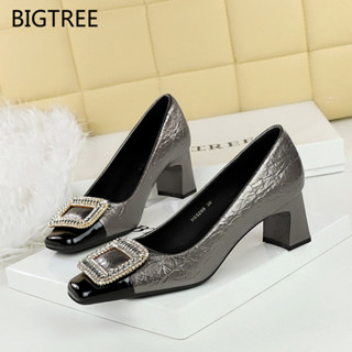 Sapatos Femininos de Salto Alto SEVENBIGTREES 5299-K32 Festa com Fivela de Strass Salto Grosso Salto Médio Boca Rasa Pat em Oferta na Shopee