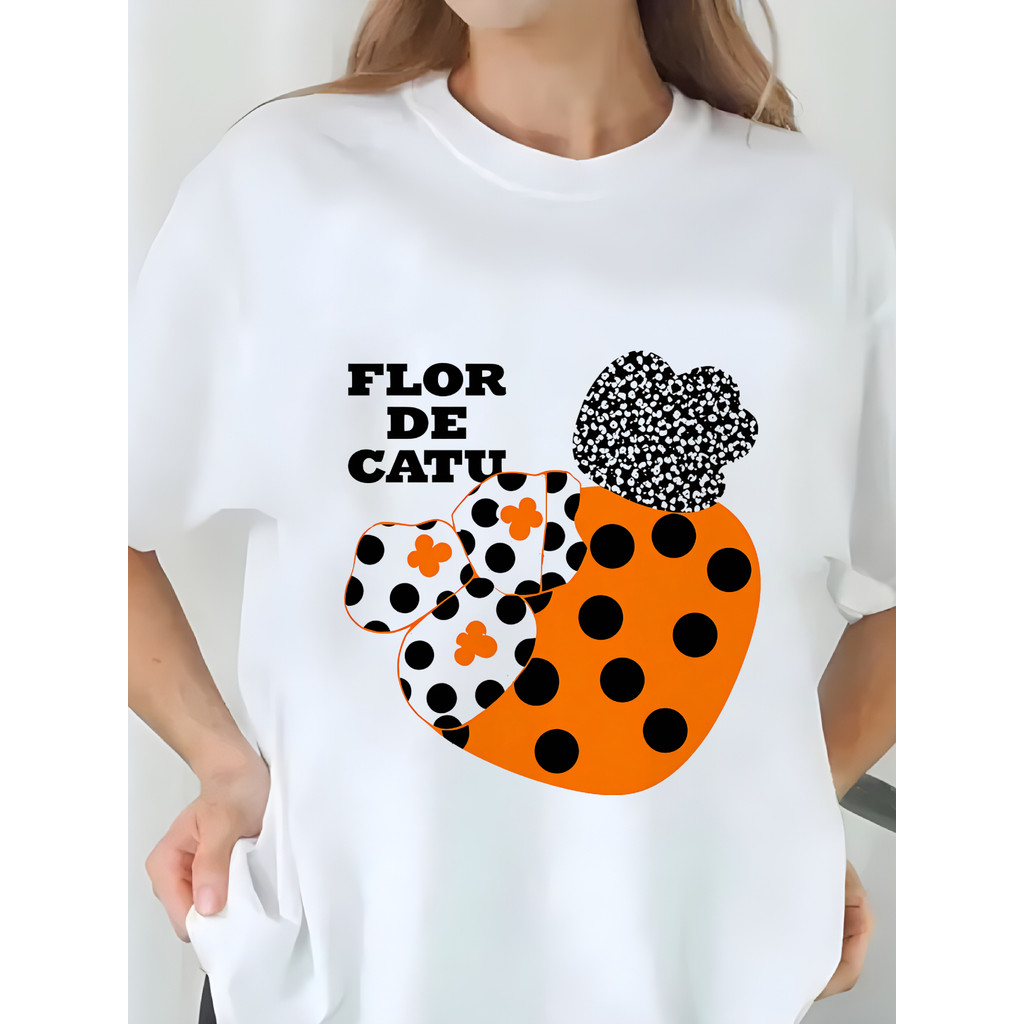 Camiseta Feminina Flor de Catu Ladybug Blusa Unissex Streetwear 2025 Novo