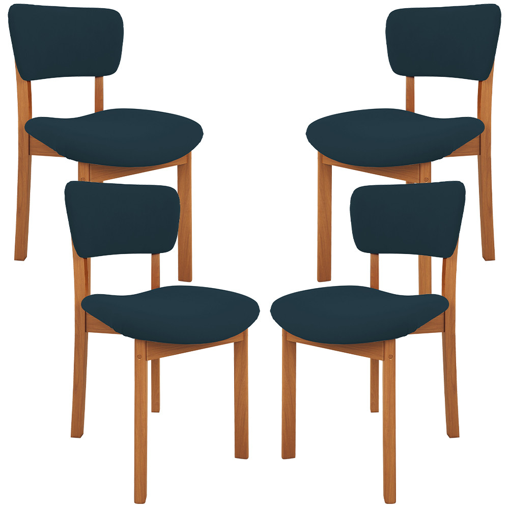 Kit 04 Cadeiras Para Sala de Jantar Cozinha Living Estofada Dara L02 Suede Azul Marinho - Lyam Decor em Oferta na Shopee