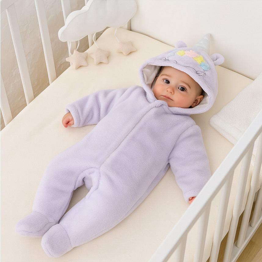 Macacão Longo Bebê Inverno Com Capuz De Unicórnio em Oferta na Shopee