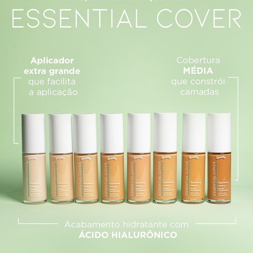 Corretivo Líquido Essential Cover – Luisance, Alta Cobertura e Acabamento Natural Alta Qualidade