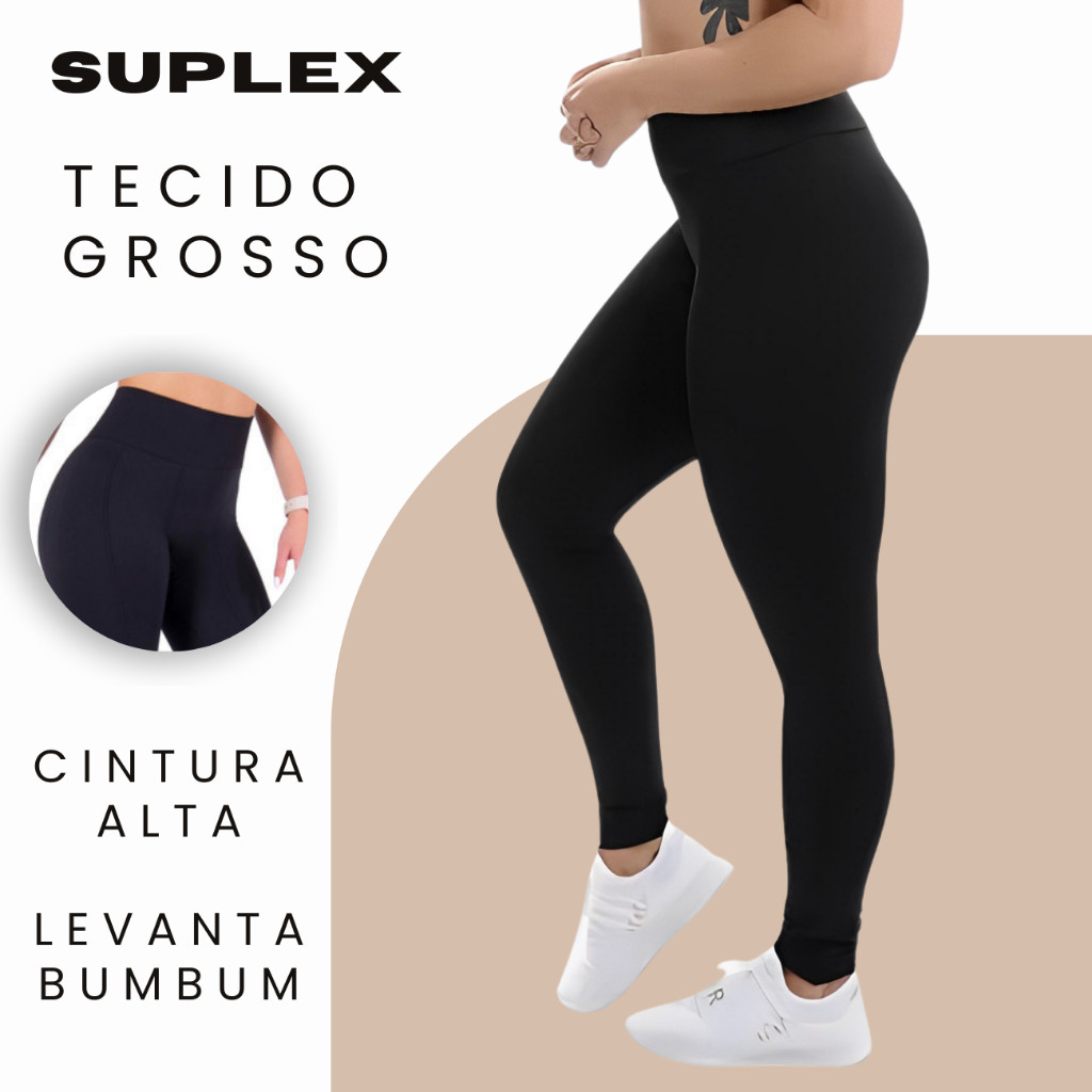Calça Legging Feminina Grossa Cintura Alta Anti Transparência Leg Fitness Academia Suplex