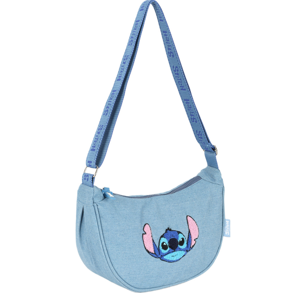 Bolsa Transversal Jeans Meia Lua Stitch Disney Original Luxcel Filme Novo