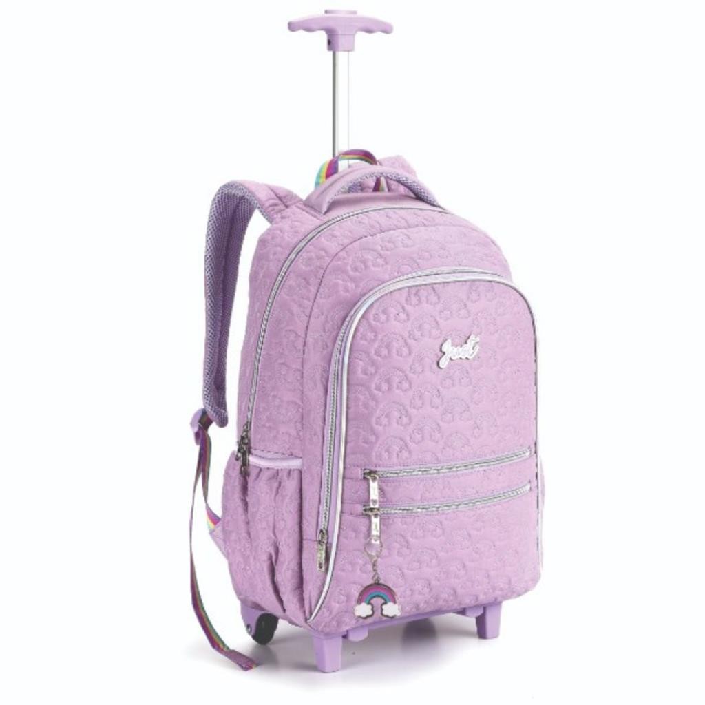 Mochila Rodinhas Infantil Juvenil Feminina Matelassê Teen Arco Íris Just Denlex