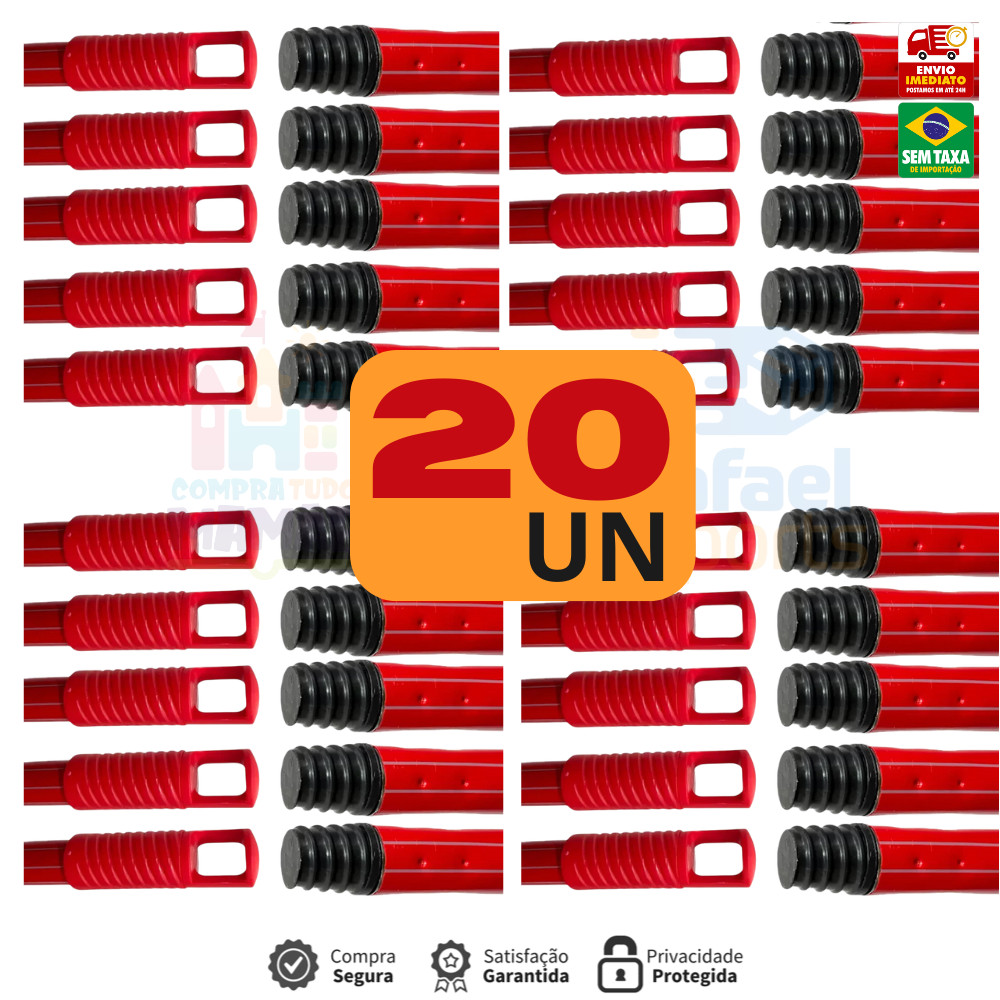 Kit 20 OU 10 Unidades Cabo de Vassoura Rodo 120cm Condor Metálico Plastificado Com Encaixe de Rosca E Alça Para Pendurar