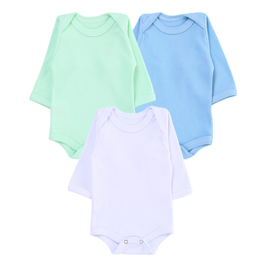 Kit Body Manga Longa Bebê Top Chot Canelado Menino - 3 Peças - Baby & Kids Fashion