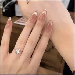 10un Unhas Postiças Decoradas 100% Artesanais Olho De Gato Magnético Gradiente De Moda