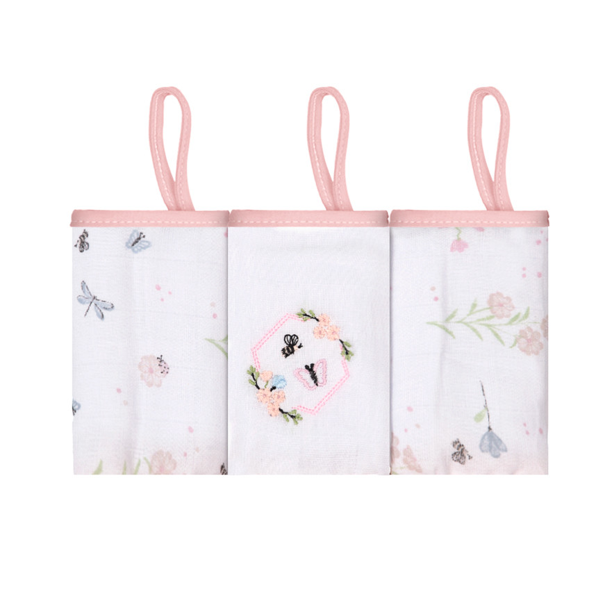 Kit Pano De Boca Papi Bordado Com Prendedor Flores - 3 Peças em Oferta na Shopee