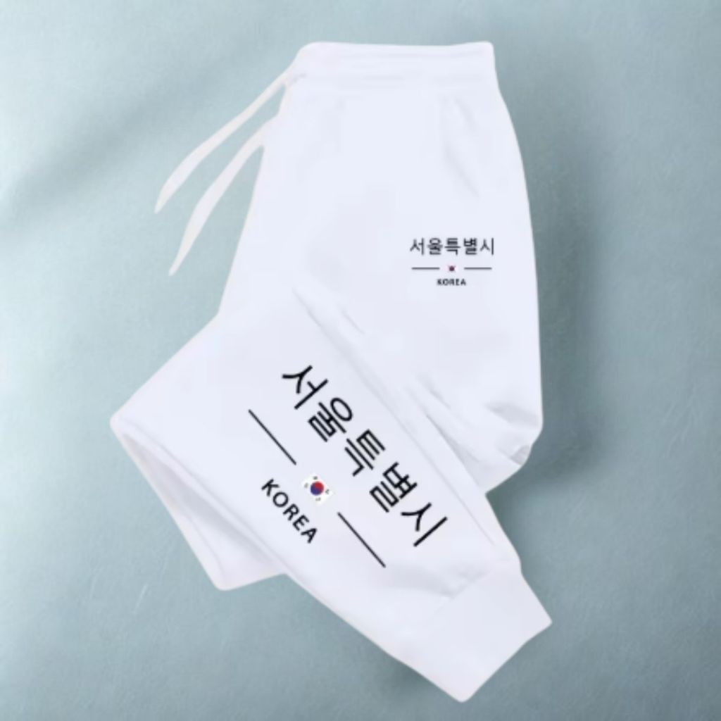 Calça Flanelada Confortável  Moda Coreana Ajustável Moda Unissex Esportiva