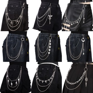 Corrente De Calças Com Pingente De Laço De Estrela Simples Para Mulheres Correntes Multicamadas De Hip-hop Acessórios De em Oferta na Shopee