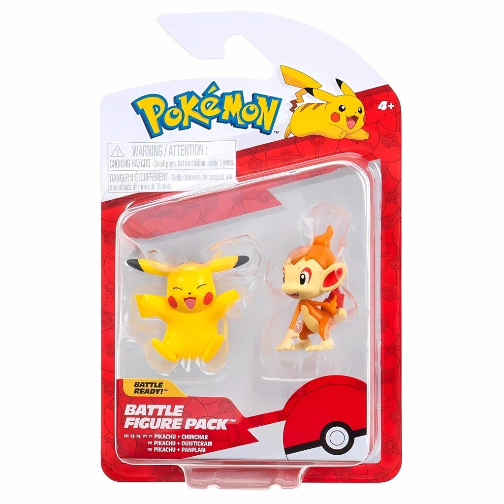 2 Bonecos de Batalha Pikachu + Chimchar Pokémon 003422 Sunny - Mom & Baby