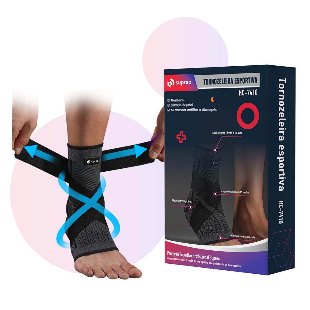 Tornozeleira ortopedica compressão ajustável para esportes academia crossfit fitness Estabilizadora em Oferta na Shopee