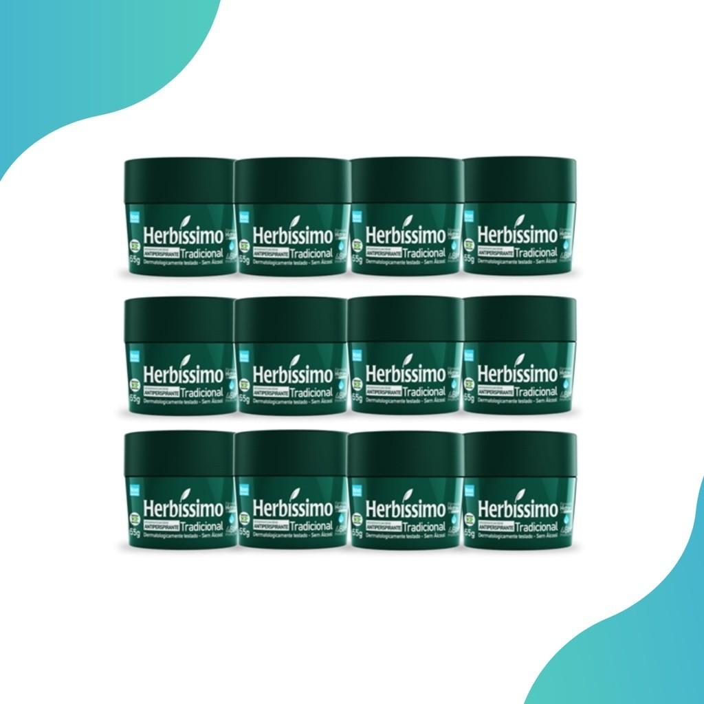 Kit 12und Desodorante Creme Herbíssimo Tradicional 55g em Oferta na Shopee