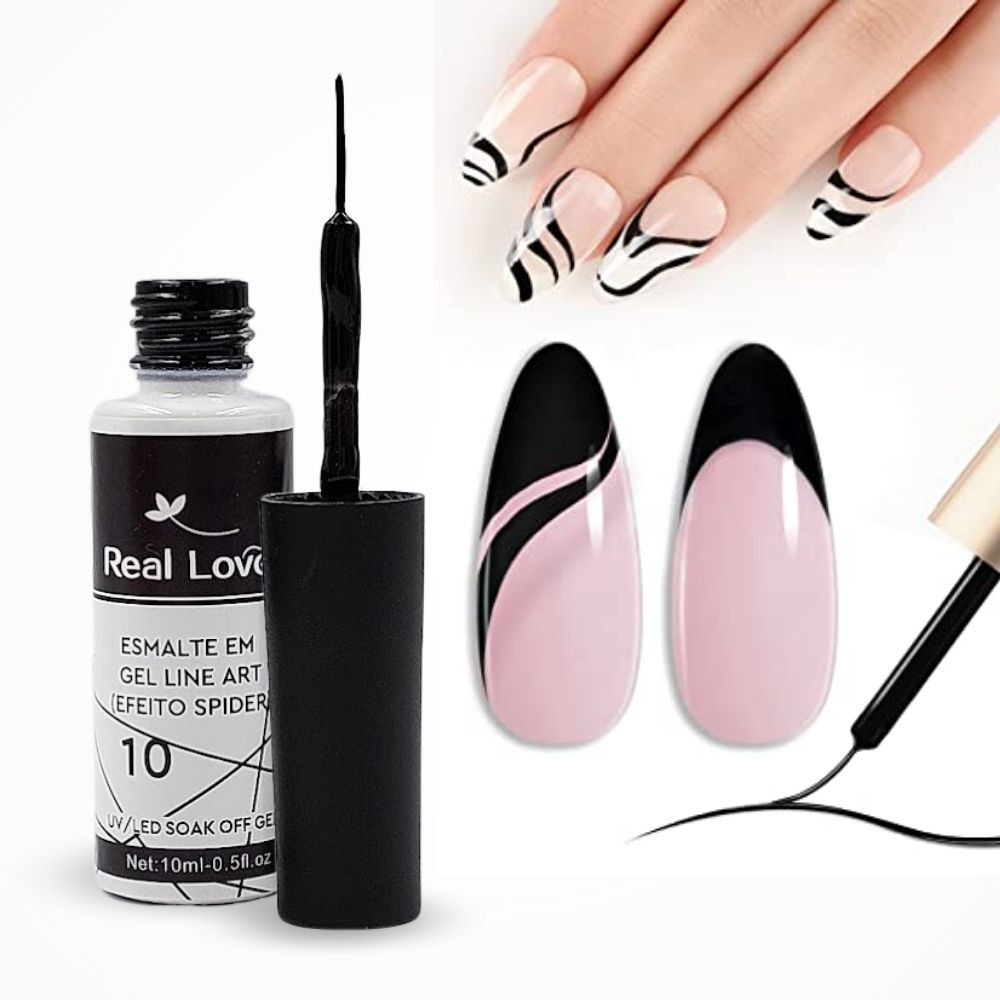 Esmalte em gel liner Spider Real Love Preto #10 10ml