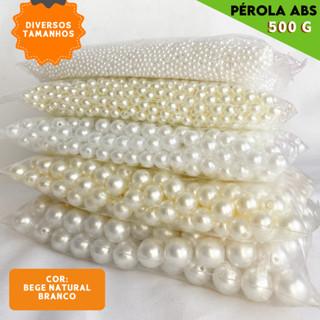 Pérola ABS Inteira Com Furo Para Artesanato - Pacote 500 Gramas em Oferta na Shopee