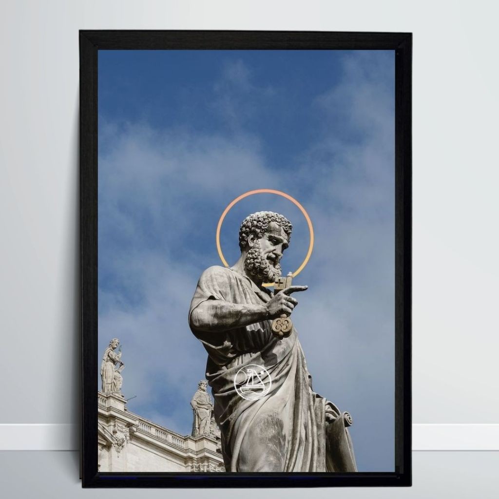 Quadro Decorativo São Pedro Católico Apóstolo de Cristo Vigário de Cristo Com Moldura 23x32cm