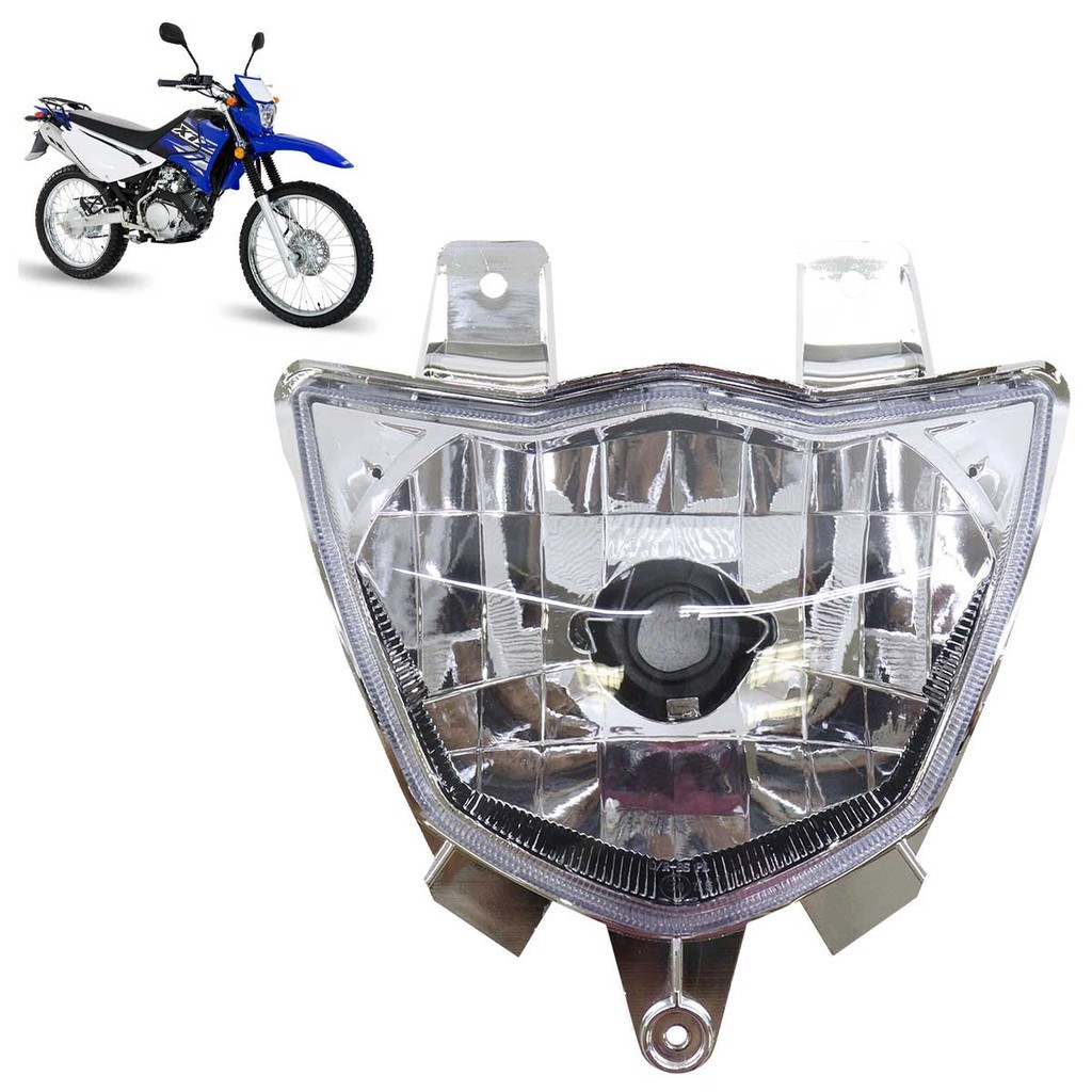 Farol Completo XTZ 125 2009 2010 2011 A 2014 Cristal  Máscara Cromada Lâmpada H4 Lente Lisa Acrílico em Oferta na Shopee
