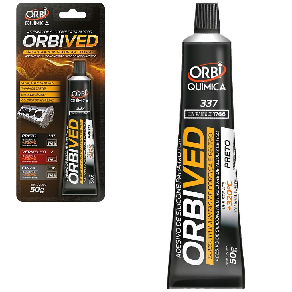 Silicone Alta Temperatura Preto 50g Orbi Química 337