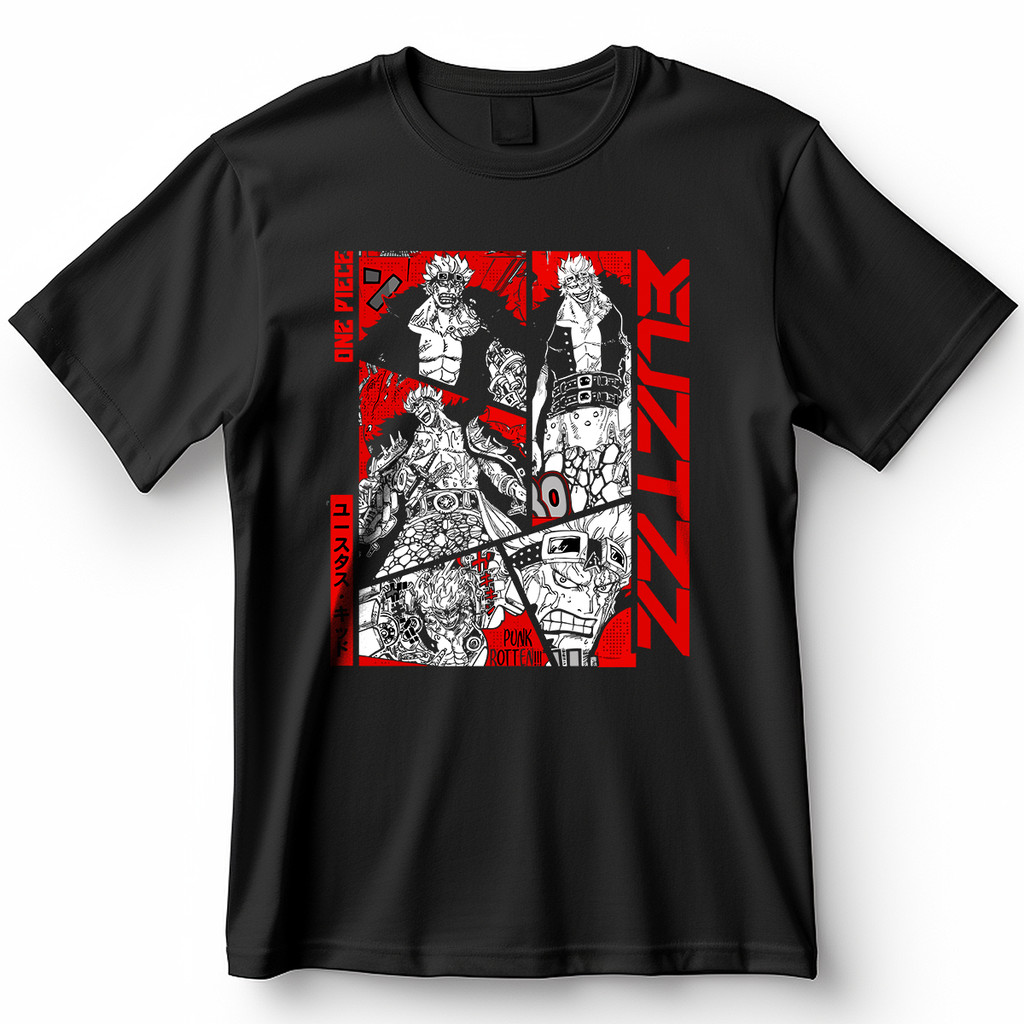 Camisa Eutass Kid Monkey D.Luffy Trafalgar Law One Piece Blusa Camiseta de Animes 100% Algodão